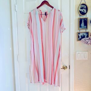Ambrielle Pastel Pink Stripe Sleep Swim Mumu